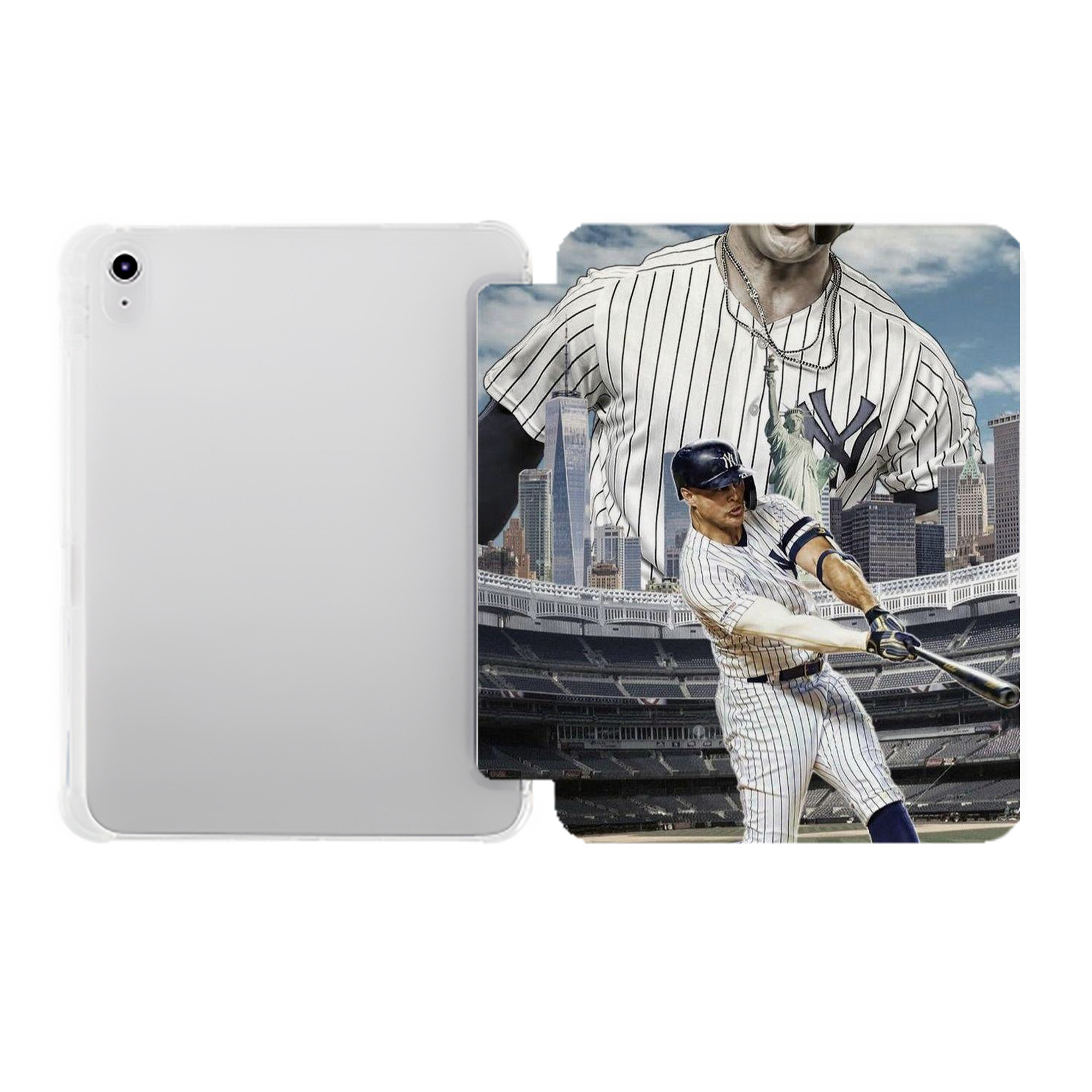 Giancarlo Stanton 14 Premium Tri-Fold PU Leather & Silicone IPad Case With Pencil Slot – Fits 9.5,10.5,10.9 – Adjustable Stand, Slim, Protective